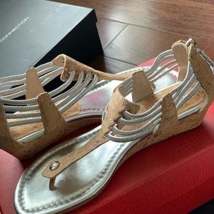 Donald Pliner Natural/Silver Cork Wedge w/ zipper